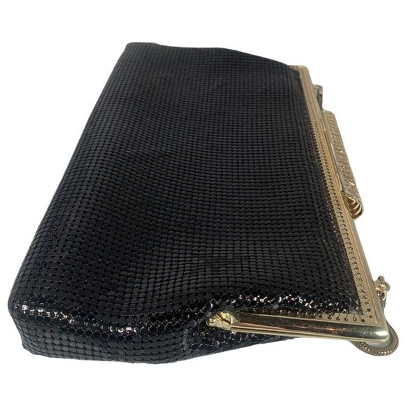 Vintage Fay Swafford Black Mesh Purse Gold Tone Formal Evening Party Handbag - Picture 4 of 14